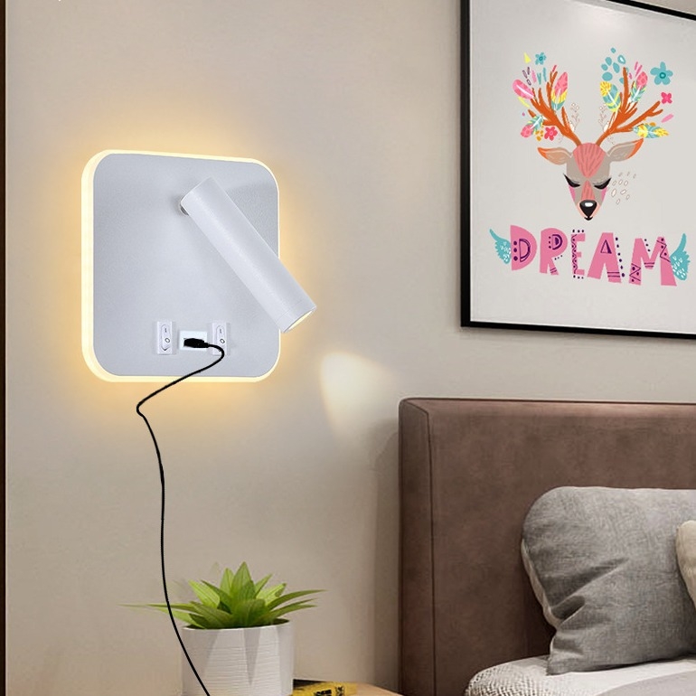 Stenska lampa s USB punjenjem, minimalistički skandinavski stil, za dom i hotel, lampica za čitanje u spavaćoj sobi