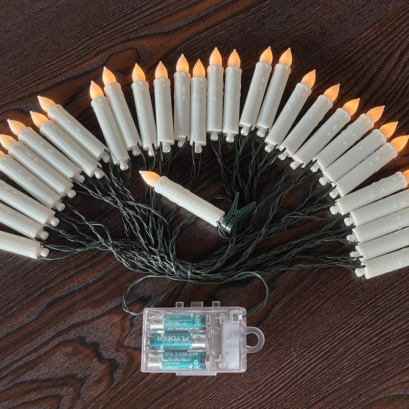 LED božićne svijeće za bor, baterijsko napajanje, daljinsko upravljanje, plastične, dekorativni svjetlosni niz