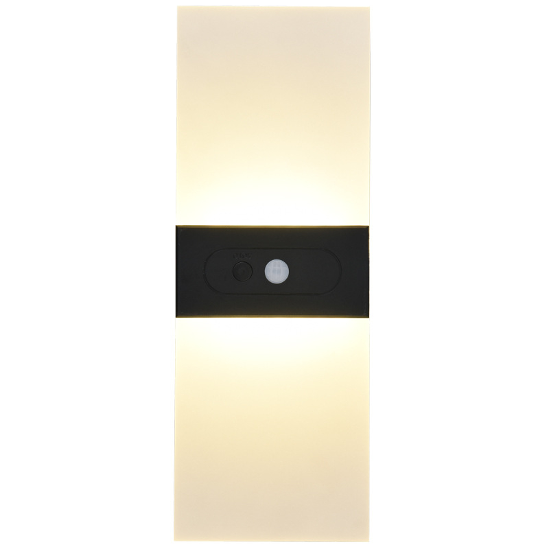 LED zidna lampica s punjivom baterijom, neprekidno podešavanje jačine, senzor pokreta, USB 5V punjenje, noćno svjetlo velikog kapaciteta BD818