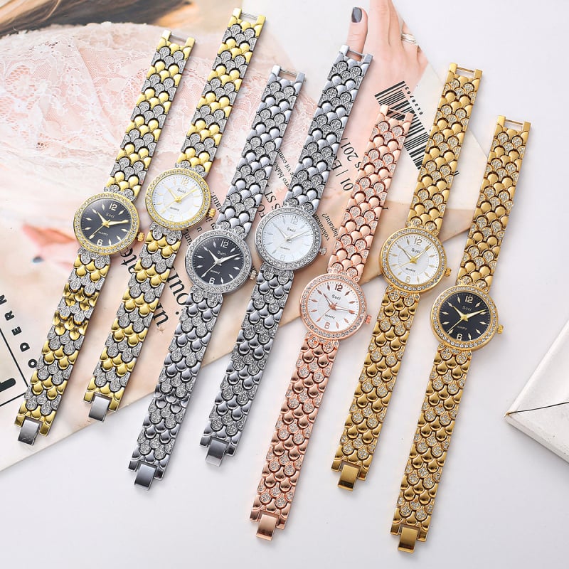 Ženski kvarcni sat s dijamantnom narukvicom — minimalistički, elegantan svakodnevni braclet sat