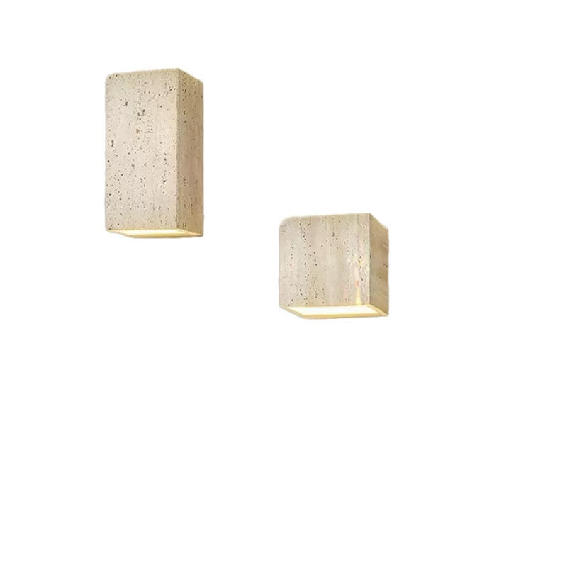 Vanjska zidna svjetiljka u stilu Wabi-Sabi od žutog travertina za vile, balkone i dvorišta; IP65, zidna montaža, 3000–6000K, 5W, CRI 97