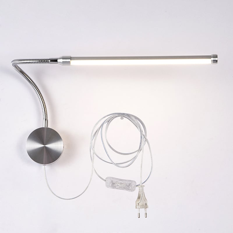6W LED zidna lampa – unutarnja upotreba, svjetlo za čitanje pored kreveta, zidna montaža, sa prekidačem i utikačem, minimalistički dizajn