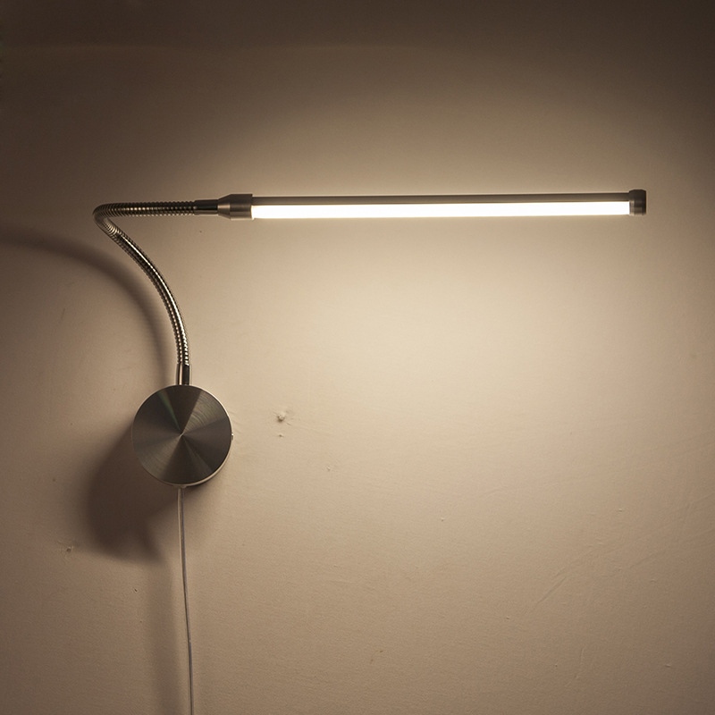 6W LED zidna lampa – unutarnja upotreba, svjetlo za čitanje pored kreveta, zidna montaža, sa prekidačem i utikačem, minimalistički dizajn