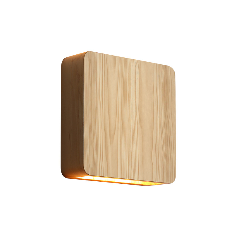 Minimalistička četvrtasta drvena zidna lampa s LED osvjetljenjem prema gore i dolje