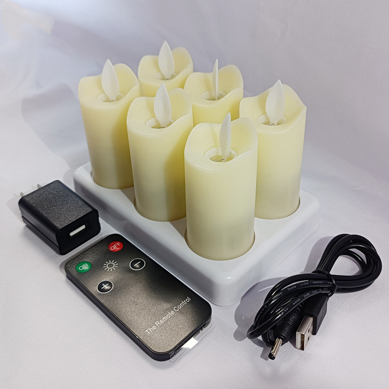 Nova punjiva LED elektronička svijeća s ljuljačim fitiljem, ABS plast, romantična atmosfera, za rođendan ili prosidbu