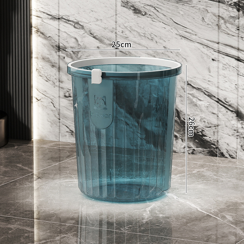 Proziran plastični koš za otpad za kućnu upotrebu, kuhinja i kupaonica, okrugli, 8 L, bez poklopca