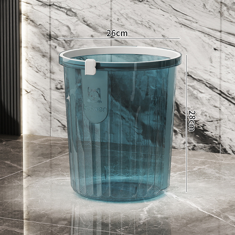 Proziran plastični koš za otpad za kućnu upotrebu, kuhinja i kupaonica, okrugli, 8 L, bez poklopca