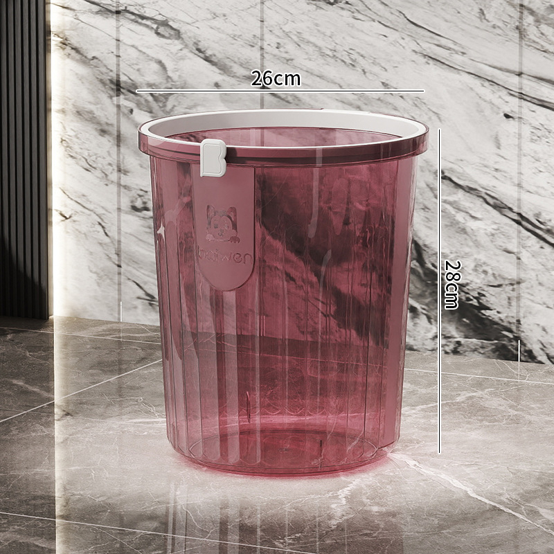 Proziran plastični koš za otpad za kućnu upotrebu, kuhinja i kupaonica, okrugli, 8 L, bez poklopca