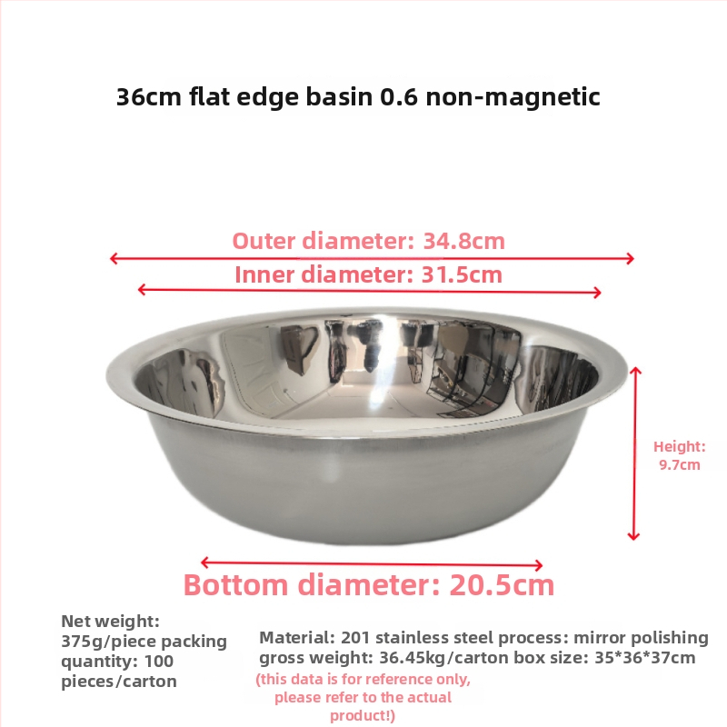 Guangfa 28-40 cm plosni rub nehrđajućeg čelika bazen s ploskim rubom, 0,6 mm ne-magnetski, duboki dizajn za kuhinju