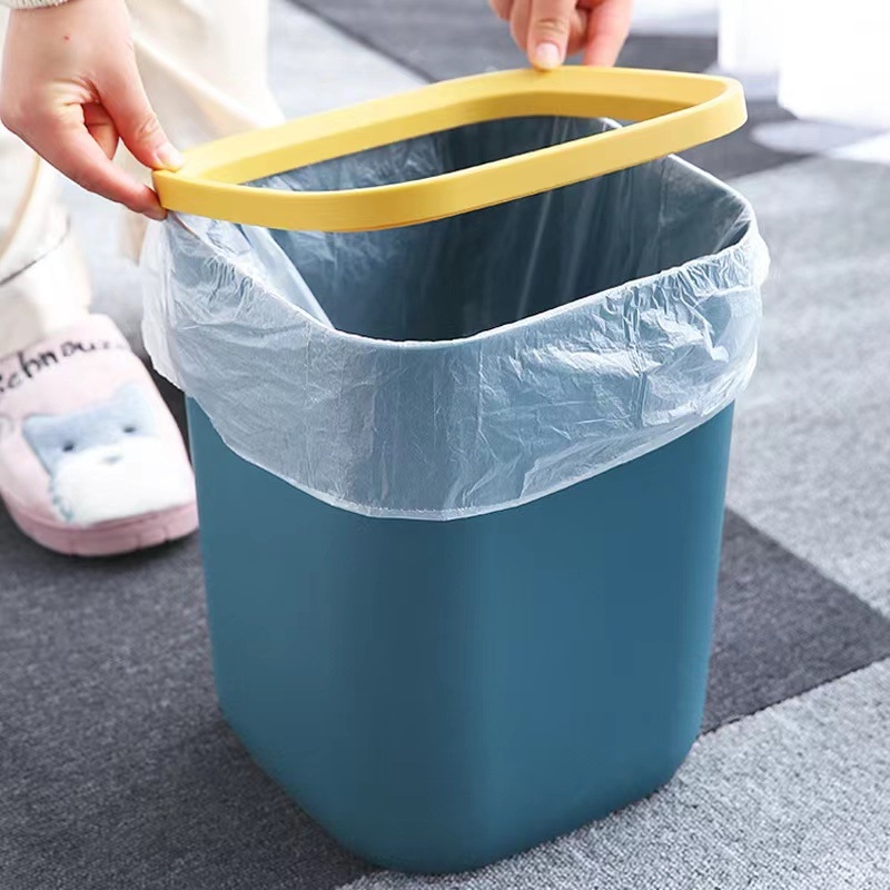 Kreativni moderni četvrtasti koš za otpad bez poklopca, s tlakom prstena, 4 L, za kupaonicu, dnevni boravak, kuhinju, spavaću sobu i ured
