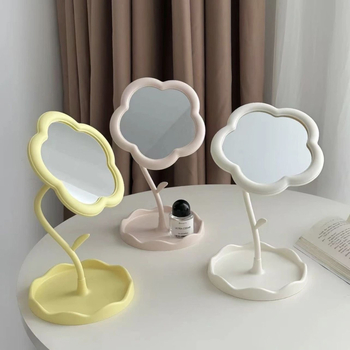 Oglindă de machiaj cu design de floarea soarelui, oglindă de toaletă rotativă