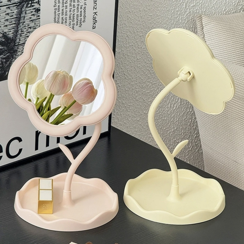 Oglindă de machiaj cu design de floarea soarelui, oglindă de toaletă rotativă