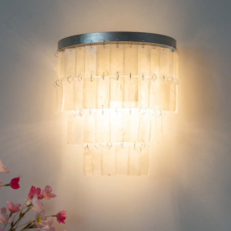 Zidna lampa u francuskom stilu za spavaću sobu s prirodnim školjkastim ukrasom, uz krevetu i uz stepenice, retro dizajn