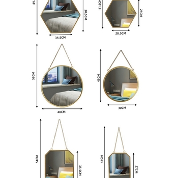 Oglindă de machiaj pentru birou sau montare pe perete, baie, rotundă sau pătrată, cu agățare, fără găuri, oglindă elegantă pentru masă de machiaj