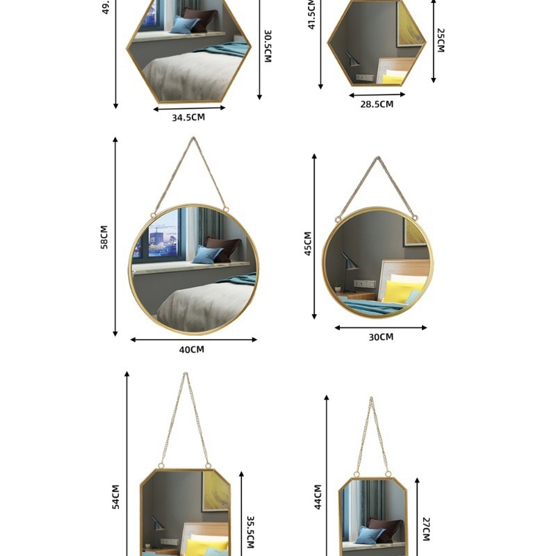Oglindă de machiaj pentru birou sau montare pe perete, baie, rotundă sau pătrată, cu agățare, fără găuri, oglindă elegantă pentru masă de machiaj