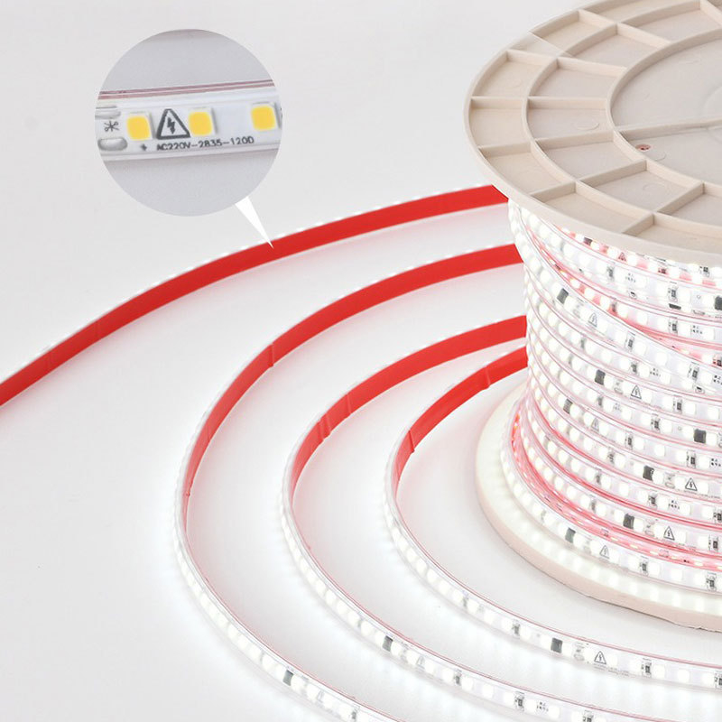 LED traka 220V bez drajvera, samoljepljiva, ultra jaka linearna kućna rasvjeta, 2835 LED, 120 LED/m, bez zavarivanja, fleksibilna traka, 3000K/4000K/6000K