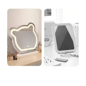 Oglindă de machiaj cu LED, în formă de urs, pentru masă de toaletă