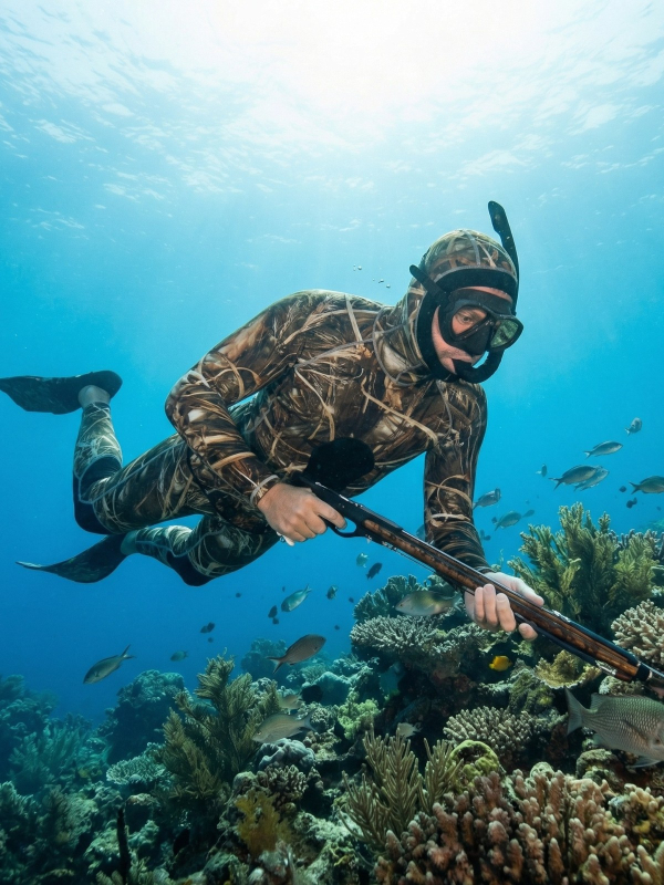 BLUE DIVE 3 mm kamuflažni kapuljačasti dvodijelni potapljački kostim za lov ribe, slobodno ronjenje, surfanje i spašavanje – topao neoprén