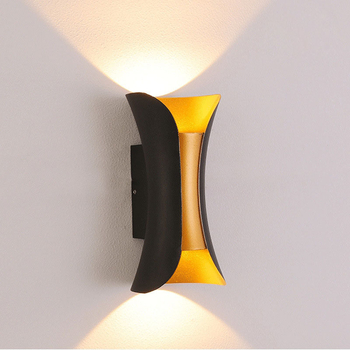 Vanjska LED zidna svjetiljka zlatnog završetka, aluminijsko kućište, COB s 2 LED, 220V, IP65, 3000K, 120° kut zračenja