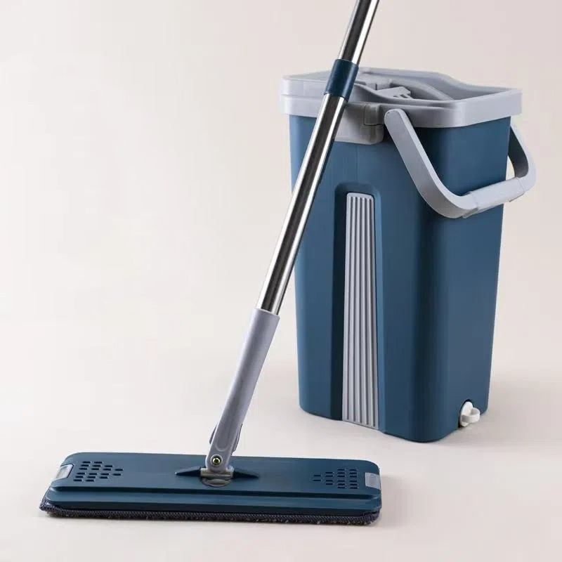 Veliki 38 cm plosnati mop s integriranom kantom za kućnu upotrebu — suho i mokro čišćenje