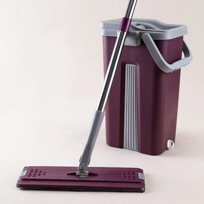 Veliki 38 cm plosnati mop s integriranom kantom za kućnu upotrebu — suho i mokro čišćenje