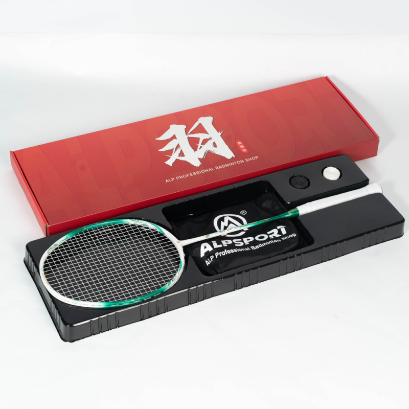 ALPSPORT Raketa za badminton Peacock – potpuno karbonska, za muškarce i žene, napredna konkurencija, 4U, T800, 305±5mm