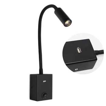 LED lampica za čitanje uz krevet s fleksibilnim vratom, zidna spot svjetiljka s USB izlazom