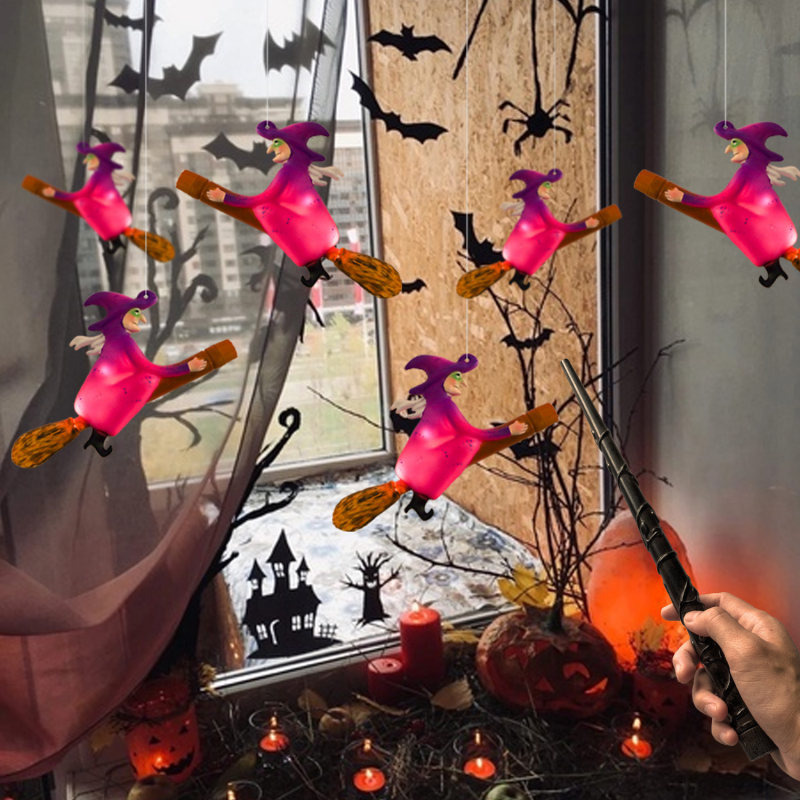 Halloween lebdeće dekorativne LED svijeće – leteća vještica, dekor za zabave i atmosfera