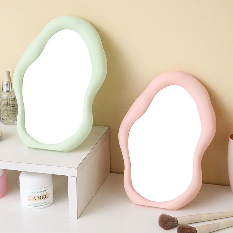 Oglindă de machiaj inspirată de nori, pentru birou sau montare pe perete, oglindă HD cosmetică, formă neregulată