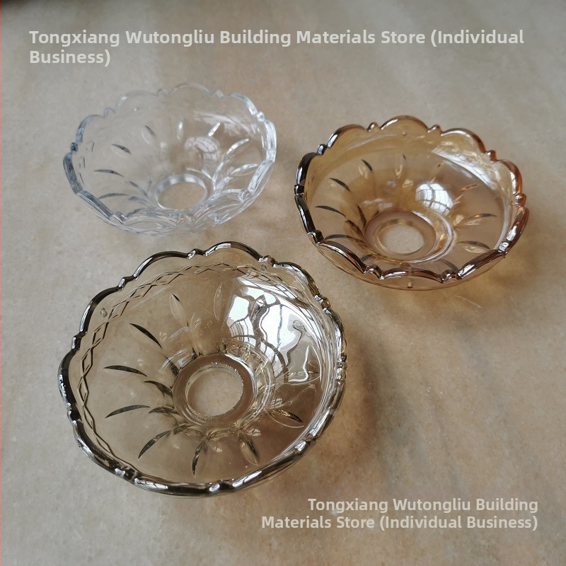 krištáľová lampa, 120×40 mm, farba koňak a jantar, sklenený tanier tvaru kvetu pre sviečkovú lampu, príslušenstvo pre lustre