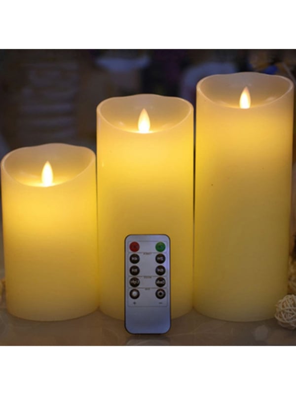 LED svijeća s daljinskim upravljačem, promjera 8,5 cm, punjiva, za vjenčanja, zabave i kampiranje, atmosfersko osvjetljenje za igre tipa murder mystery