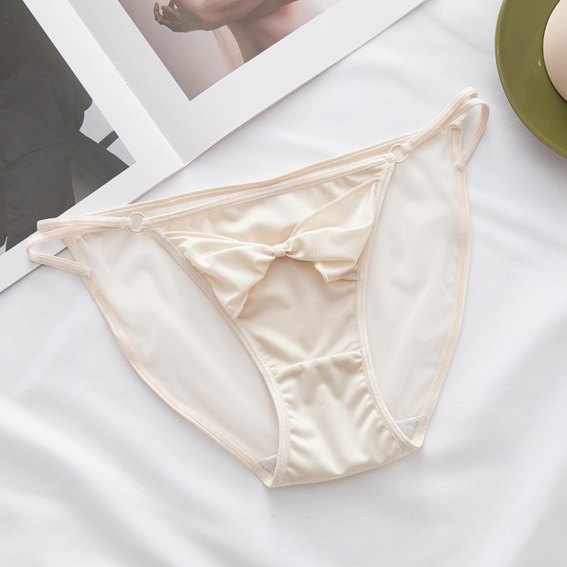 Francusko satensko donje rublje za žene — seksi mašna, sladak šarm, mrežasti prozračni materijal, niski struk