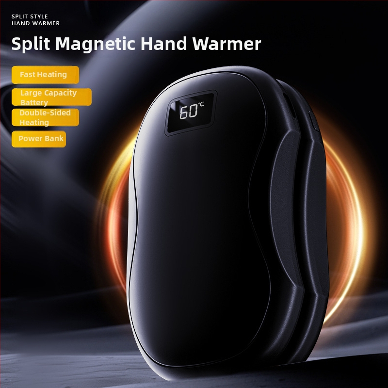 Magnetický odnímateľný dvojitý ohrievač rúk s mini digitálnym displejom, USB nabíjanie, vstavaná batéria 4000–6000 mAh