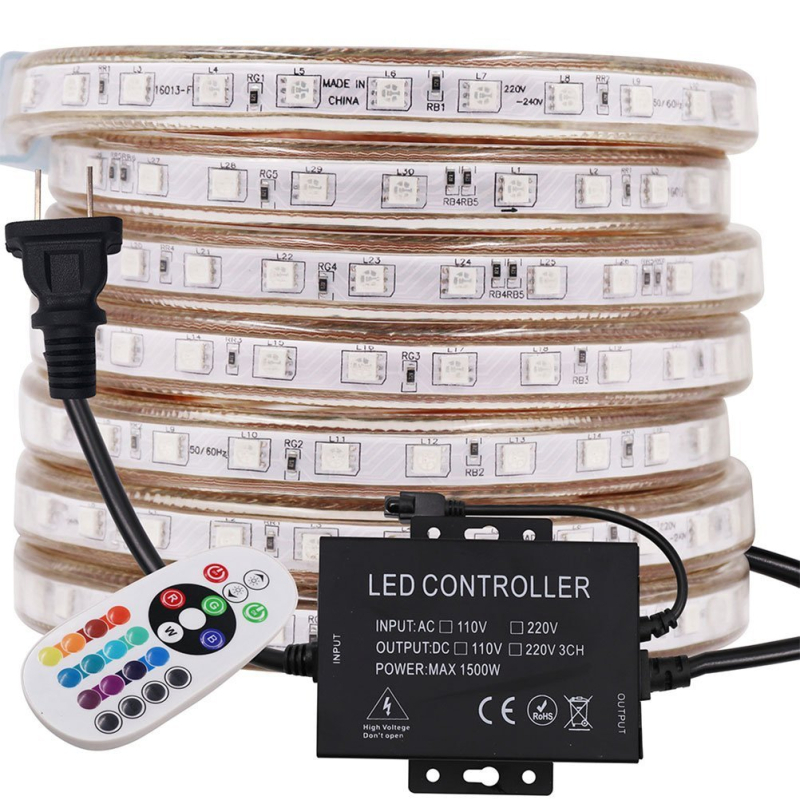 Vanjska LED traka 5050 RGB/monokromatska, 220V, vodootporna, fleksibilna, 60/120 LED, kut snopa 120°