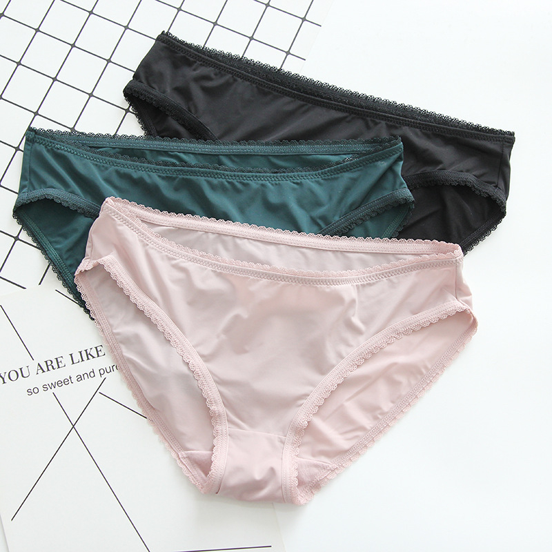 NJ267 Ženske gaćice od Ice Silk, trokutasti kroj, niska linija, seksi dizajn, jednobojne, ljetni stil