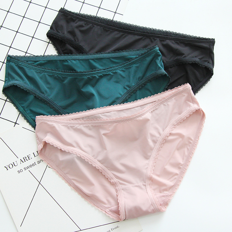 NJ267 Ženske gaćice od Ice Silk, trokutasti kroj, niska linija, seksi dizajn, jednobojne, ljetni stil