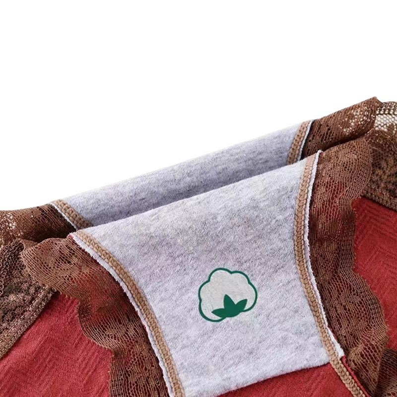 Pamukaste žene gaćice visokog struka za oblikovanje trbuha i podizanje stražnjice, prozračne, s čipkastim rubom i trokuti kroj, plus veličina