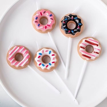 Donut svijeća s crtani dizajnom, rekvizit za zabave za fotografije, dekoracija torte za rođendan