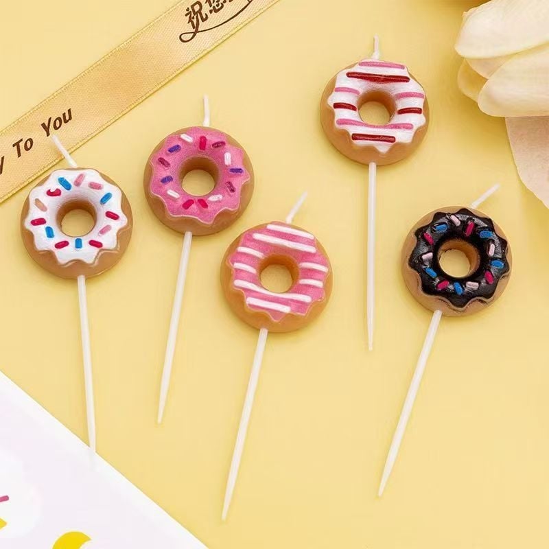 Donut svijeća s crtani dizajnom, rekvizit za zabave za fotografije, dekoracija torte za rođendan