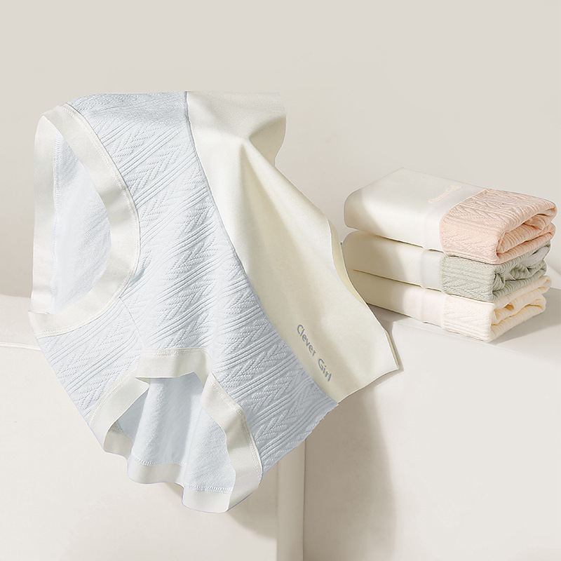 Damske gaćice s visokim strukom od 50s combed pamuka, jacquard uzorak, tisk s slovima, prirodni pamuk, antibakterijski 7A
