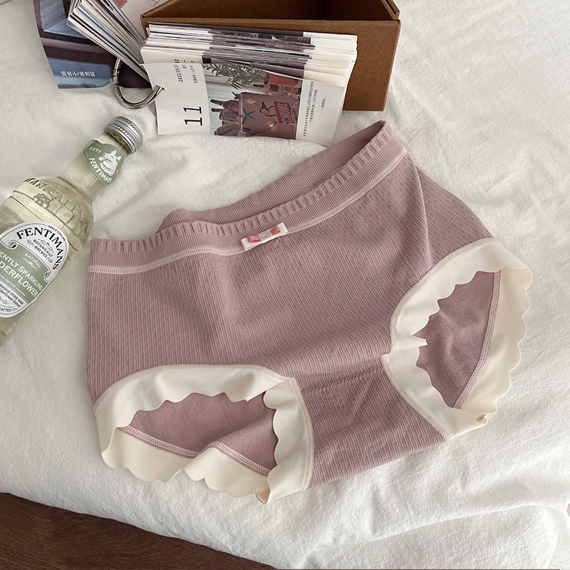 Peach Donna ženske bezšivne gaćice s patchworkom, japanski stil, srednji porub struka, nježan za kožu