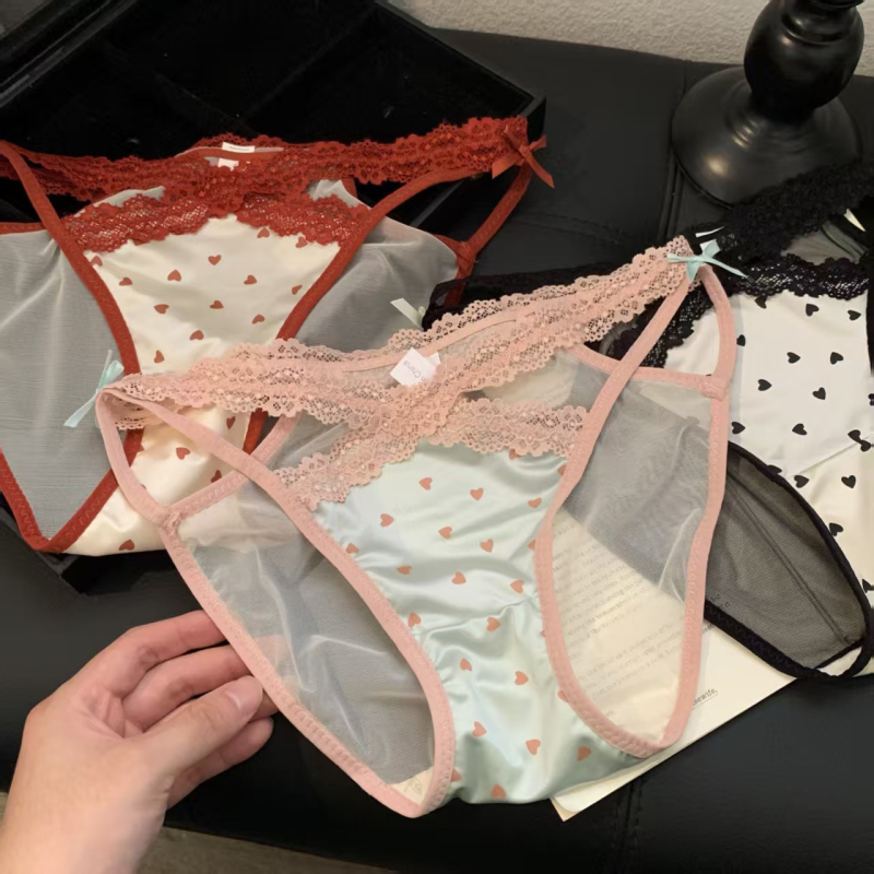 Pure Desire Ženske tangice od čipke i saten leopard uzorka, proziran izrez i krížni remeni