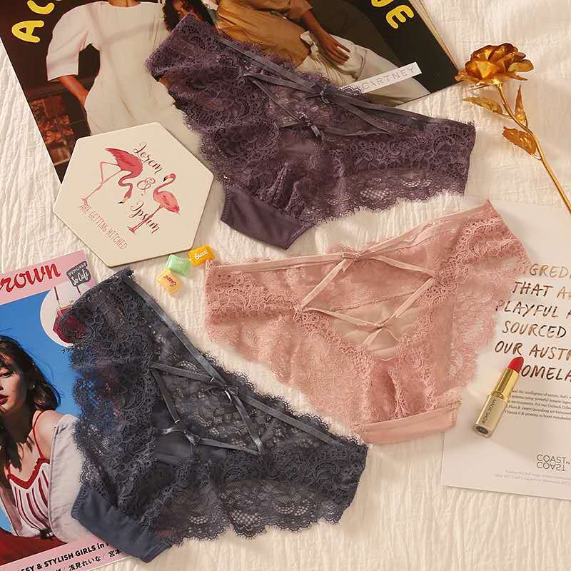 6865 Seksi čipkaste gaćice za žene s križnim izrezom, prozirne i tanke, niskog struka, udobne