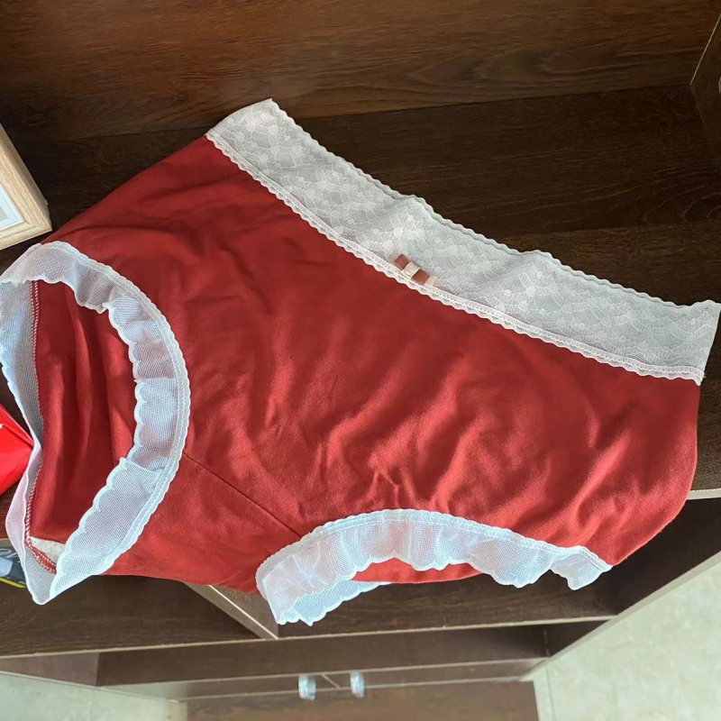 Crvene ženske gaćice od modalnog pamuka u kutiji za darove, prozračne i udobne, s srednjim strukom i pamukovom podstavom