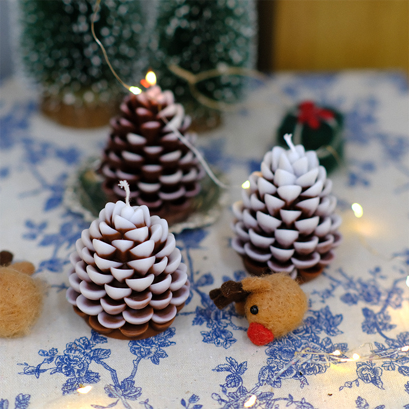 3D kalup za svijeću u obliku borove šišarke za DIY aromatične svijeće, božićna dekoracija, mini kalup