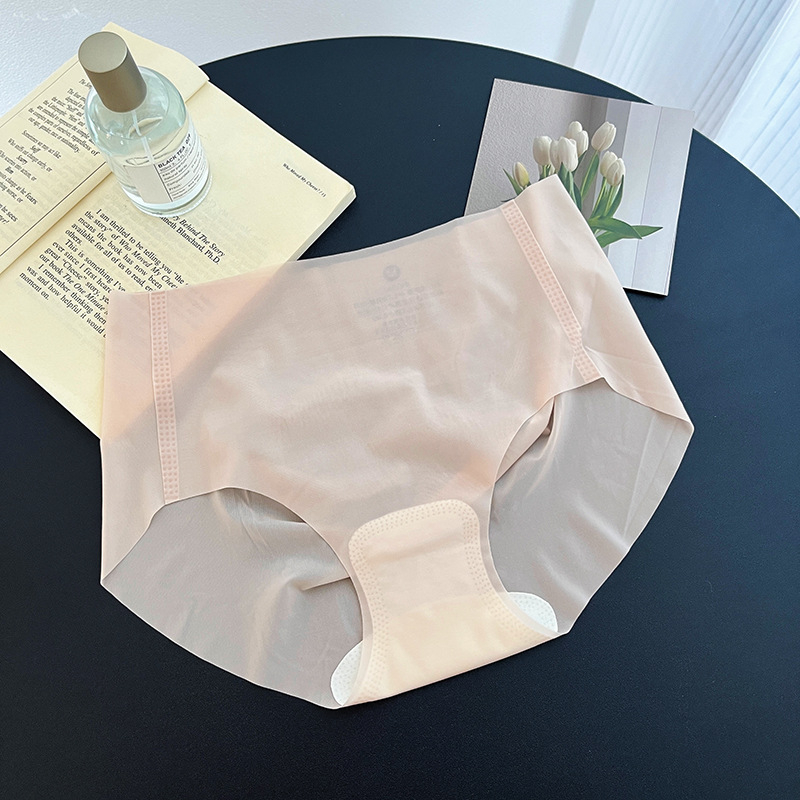 Bešavne ultra-tanke ženske gaćice od ice silk, 3D dizajn stražnjice, prirodan osjećaj, prozračne, srednji pojas, pamuk među krojem