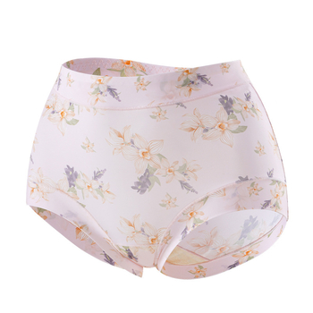 Ženske gaćice visokog struka od ice silk, s floralnim printom, ultra tanke, brzo sušeće, prozračne, s Mulberry svilenom podstavom u području prepona