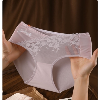 Ice Silk ženske gaćice, plus veličina, udobne, bez šivanja, podizanje stražnjice, prozračne, sexy, srednji porast struka, cvjetna čipka, podstava od svile moruše
