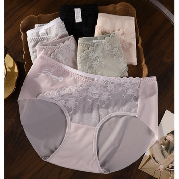 Ice Silk ženske gaćice, plus veličina, udobne, bez šivanja, podizanje stražnjice, prozračne, sexy, srednji porast struka, cvjetna čipka, podstava od svile moruše