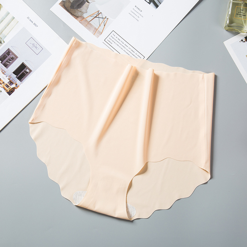 Ice Silk ženske gaćice visokim pojasom, prozračne, jednofarbne, plus veličina